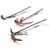 Zerodis Cat Toys Feather Toy with Plush Non Slip Rod 3 Colors Tease Cat for Pet Play Bonding Stick Interactive