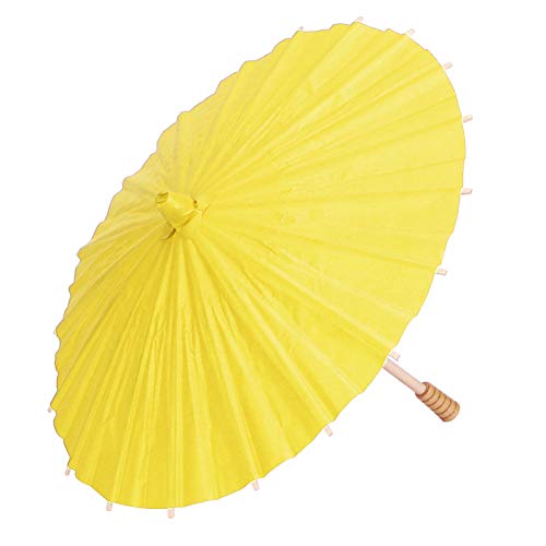 Zerodis Greeting Cards Party Supplies Kids Art Craft 23cm White Blank Umbrella for Painting with Wooden Handle for Classroom Parent Child Activities Kindergarten DIY Painting Paper (Yellow)