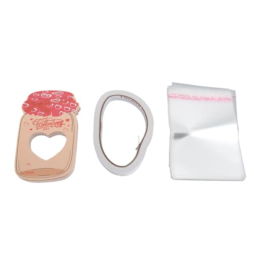 Zerodis Paper Craft Other Household Utensils Party 30PCS Jar Greeting Cards DIY with Candy Bags and Double Sided Adhesive for Valentine Day Party Favors Gifts Valentine Exchange (Style C)