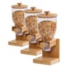 ZevrO Honey-Can-Do Bamboo Cereal Dispenser with Airtight Lid – Countertop Dry Food Dispenser for Kitchen Organization – Eco-Friendly Cereal Container for Pantry (Pack of 3)