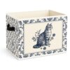 zewepri Blue Floral Cat Storage Bin, Foldable Fabric Organizer