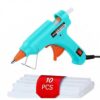 ZFYOUNG Mini Hot Glue Gun 10pcs Glue Stick Hot Glue Gun Set For Quick Repair Artist DIY Art Home 20w Lake Blue