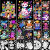 Zhanmai 24 Pack Velvet Coloring Posters Fuzzy Velvet Coloring Posters Crafts for Kids Color Your Own Poster Bulk for Holiday School Party Home Activities (Kitties)