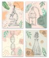 ZHAXFA Science Wall Art Canvas Prints,Biochemical Science Art poster,Microbiology Chemistry Wall Prints,Boho Classroom Wall Art,School Laboratory Decoration Set of 4 (Unframed 8x10 inches)