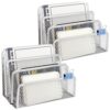 zhcoy 2pcs Mail Organizer for Desk, 3-Slot Mesh Metal Mail Holder countertop, Letter Holder, Office Desktop Envelope and Document Storage Rack (white)