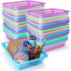 Zhehao 14 x 10 x 3 Inch 16 Pack Paper Organizer Basket Small Plastic Storage Plastic Basket Tray Office File Holder for Office Supplies (Purple,Blue,Pink,Green,Classic)