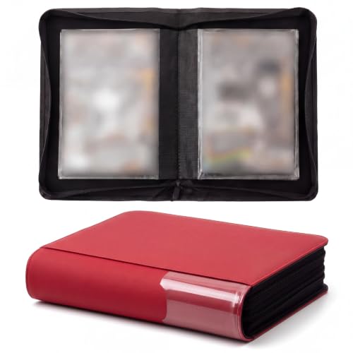 Zhehao 1 Pack Comic Book Binder, PU Leather Storage Album with 20 Double Sided Sleeves, Holds Up to Comics, Protective Display Organizer and Gift for Collectors, Fits Most Collections(Red)