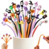 Zhirlyn 30 Pcs Halloween Fun Pens Cute Bobblehead Gel Ink Pens with Pumpkin Skull Ghost Bat Designs, Assorted Kawaii Pen for Birthday and Holiday Gifts (Halloween)