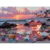 Zhiseoyi 500 Piece Jigsaw Puzzle for Adults – Beach Glass Heart Jigsaw Puzzles 500 Pieces, Sunset Ocean Heart-Shaped Puzzles for Adults 500 Pieces, Challenging Perfect for Game Nights, 20.5 X 15 in