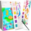 ZHOC Paint with Water Coloring Books for Kids, Pocket Mess Free Watercolor Painting Sets for Kids Ages 3 4 5 6 7 8+, Water Color Paint Set Arts and Crafts Gift for Boys Girls, Oceans