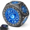 ZHOORQI 8-in-1 DND Dice Set – Metal Spinner Dice with Dual D20, 3D Monster Engravings & Smooth Spinning – Perfect for TTRPG, D and D Dungeons and Dragons Gifts(Black Dice- Blue)