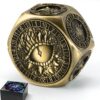 ZHOORQI 8-in-1 DND Dice Set – Metal Spinner Dice with Dual D20, 3D Monster Engravings & Smooth Spinning – Perfect for TTRPG, D and D Dungeons and Dragons Gifts (Bronze)