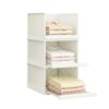 ZHYOCOGY 3 Pack Stackable Closet Baskets, Pull-Out Storage Shelves Bins, Large Wardrobe Organizer Boxes for Clothing, Bedroom, Bathroom & Living Room (32.5 x 42.5 x 67.5 cm)