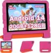 ZIOVO 2026 Kids Tablet 10 inch Android 14 Tablets for Kid Octa-Core, 20GB+128GB (TF 1TB), Toddler Tablet with Shockproof Case, 5GHz WiFi 6, Parental Control, Face Unlock, Split Screen, BT5.0-Pink