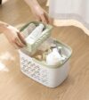 ZioWuu Portable Plastic Shower Caddy with Removable Divider, Large Capacity Handle Bath Caddy, Multifunctional Bathroom Organizer Storage Basket for Dorm, College, Apartment,Home Essentials(White)