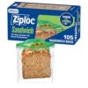 Ziploc Sandwich and Snack Bags with EasyGuide Texture, Plastic Storage Bags with Grip 'n Seal Technology, 105_Bags (Pack of 12)