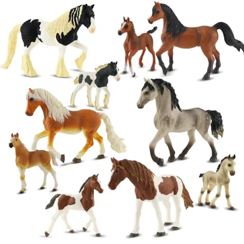 Zippytots 10PCS Horse Figurine Set Realistic Horse Figure Toys for Toddlers Educational Gift for Kids Perfect Party Favors Animal Figure Learning Toys