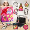 ZIZZ 3D Puffy Craft Art for Kids: Princess Unicorn Magic Foam Texture Painting Kit for 4 5 6 7 8 9 Year Old Girls Birthday Gift - Mess-Free Water Puffy Paint Set DIY Color Paint by Number Craft