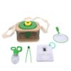 ZJchao Wooden Observation Box with Magnifying Lens Identification Charts for Kids Outdoor Exploration Nature Study STEM Learning Tool