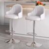 ZJMAWQ Bar Stools Counter 2 Set Island Height Swivel Adjustable Leather