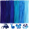Zlulary 600 PCS Pipe Cleaner, Blue Pipe Cleaners, Chenille Stems Bulk Pipe Cleaner Craft Supplies for DIY Craft Creative Projects for Mother's Day (Blue Series)