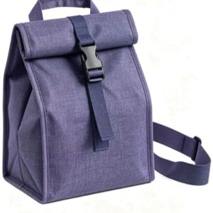 ZM-YOUTOO Insulated Foldable Lunch Bag- Lightweight Portable with Adjustable Shoulder Strap Lunch Box for Men, Women, Office, Work, Picnic, Hiking and Beach (Hard Fabric)(Denim blue)