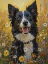 ZMHZMY Paint by Numbers for Teens Paint by Numbers Kits Border Collie,Flowers Drawing Home Decor Gift 16x20 Inch,Without Frame