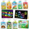ZMLM 24 Pack Scratch Art Party Favors for Kids 4-8 – Individually Wrapped Rainbow Notebooks, Mess-Free Goodie Bag Stuffers, Non-Candy, Classroom Prizes, Travel Crafts for Boys Girls(Nature)
