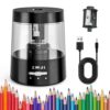 ZMOL Electric Pencil Sharpener - 3 Modes, Battery Powered & USB, Tungsten Steel, Fast Sharpening for Colored Pencil No.2, Classroom Office Home, 6-8mm, Black