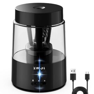 ZMOL Electric Pencil Sharpener, Automatic Pencil Sharpeners Students, Battery Rechargeable Pencil Sharpeners for Colored Pencils, Auto Stop, Suitable for No.2(6-8mm), School/Home