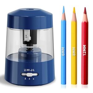 ZMOL Electric Pencil Sharpener Battery Operated Power Kids for Colored & Jumbo Pencils No.2/(6-12mm) Safe & Easy Use Plug in Portable with (AC Adapter,USB, Battery) for Classroom/Office/Home Dark Blue