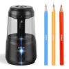 ZMOL Electric Pencil Sharpener with Helical Blade, Auto Stop, 5-Speed Adjustment for No.2 & Colored Pencils (6-10mm), AC Adapter/USC/Battery Powered for Classroom, Office, Home Use