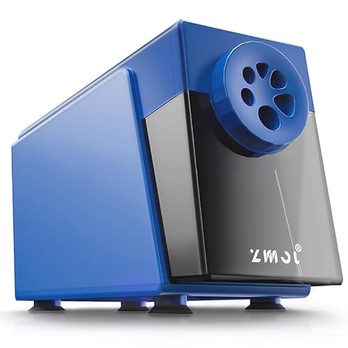 ZMOL Heavy Duty Electric Pencil Sharpener, 6-Hole Classroom Pencil Sharpener for 6-12mm No.2 & Colored Pencils, Auto Stop, 3 Sharpness Settings, Replaceable Cutter, AC Powered, Blue