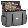 ZOBER All in One Christmas Ornament Storage Box & Decoration Container - Easy Access Removable Trays, Keeps 73 Ornaments - Adjustable Extent Area for Figurines and Pockets for Decoration - Gray