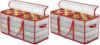 ZOBER Christmas Ornament Storage Box - Stores 128 Ornaments W/ 2 Sided Zipper - Flexible Plastic Christmas Ornament Storage Containers - 3 Inch Cube Compartments - Red (Pack of 2)