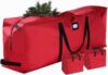 ZOBER Christmas Tree Storage Bag - With 2 Ornaments Accessories/Garland Bags - Fits 7.5 Ft Trees - 600D Oxford Fabric Christmas Tree Bag For Storage Box For Xmas - Strong, Durable Handles - Red