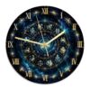 Zodiac Wall Clock, Astrological Cosmic Stars Galaxy None Blue Round Wall Clock for Kitchen Dining Room Apartment Dorm Room Decor 11.6x11.6 Inches