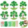 ZOIIWA Nature Classroom Poke-in Craft Kit Make Your Own Green Tree Ornament Plant Tree Crafts Kit Summer Poking Art Decor for Home Creative Activity Art Project School Party Decor Supplies 24 Sets