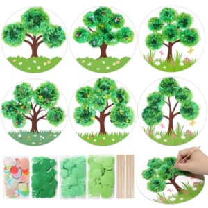 ZOIIWA Nature Classroom Poke-in Craft Kit Make Your Own Green Tree Ornament Plant Tree Crafts Kit Summer Poking Art Decor for Home Creative Activity Art Project School Party Decor Supplies 24 Sets