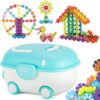 ZOJOY Kids Interlocking Building Discs Set, 200Pcs Plastic Connecting Blocks with Wheeled Whale Shaped Storage Box, Educational STEM Construction Toy for Toddlers Boys Girls 3 (200)