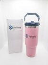 ZOLVEKA Premium 30oz Insulated Tumbler, Stainless Steel Travel Mug, Handle & Flip Straw Lid - Leakproof, Vacuum Insulated Hot/Cold Drinks, BPA Free Drinkware for Gym, Office, Car Cup Holders. (Pink)