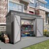 Zolyndo 9x4 FT Lean to Shed with Window, Metal Sheds & Outdoor Storage with 6 Vents and 2 Swing Doors, Outdoor Storage Shed Waterproof for Backyard, Garden, Patio, Gray
