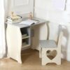 ZOMEYLPO Kids Desk and Chair Set MDF Children Study Desk Set with Built in Shelf Rounded Corners White Gray 23.62 x 15.75 x 23.62in for Home School Toddlers