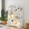 ZOMEYLPO Wooden Dollhouse Bookshelf MDF Kids Dollhouse Bookcase 3 Tier 31.7 x 11.4 x 45.5 in for Children Above 3 Years Old Toy Storage and Role Playing Room