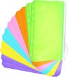 Zonon 12 Pcs A6 Binder Zipper Folders Pockets 6 Holes Budget Binder with Cash Envelopes PVC Loose Leaf Bag Waterproof Pouch Document Filing Bags(A6,Pink, Blue, Orange, Green, Yellow, Purple)