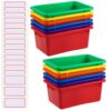 Zonon 12 Pcs Plastic Cubby Storage Bin Back to School Classroom Cubby Organization Storage Container with 1 Pack Self Adhesive Label for Office School Library(Mixed Colors,11.61 x 7.68 x 4.92)
