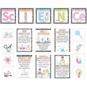 Zonon 27 Pieces Science Bulletin Board Set Laminated Scientist Posters Classroom Decoration Banner Wall Decoration for Teachers Science Lab Cutouts School Bulletin Board Office Party Supplies (Pink)