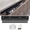 Zonon 2 Set 19 Inch Tip Out Tray for Front Sink Drawer with Hinges and Mounting Plate Includes Screws and No-Drill Adhesive, Metal Pull Out Storage Organizer for Kitchen Bathroom Cabinet