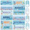 Zonon 48 Pcs Months of The Year Bulletin Board Set 12 Classroom Holiday Monthly Headliners with 36 Confetti Cutouts Seasonal Monthly Bulletin Board Borders Decoration for Classroom(Ocean Style)