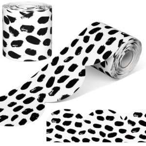 Zonon 65 Feet Bulletin Board Borders Black and White Polka Dots Striped Grid Borders Decorative Straight Scalloped Wavy Rolled Trim Classroom Back to School Decor (Scalloped Black Dot)